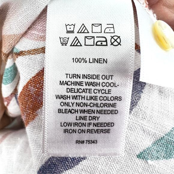 Cynthia Rowley floral convertible sleeve linen tunic top tropical button Size 1X - Picture 8 of 11